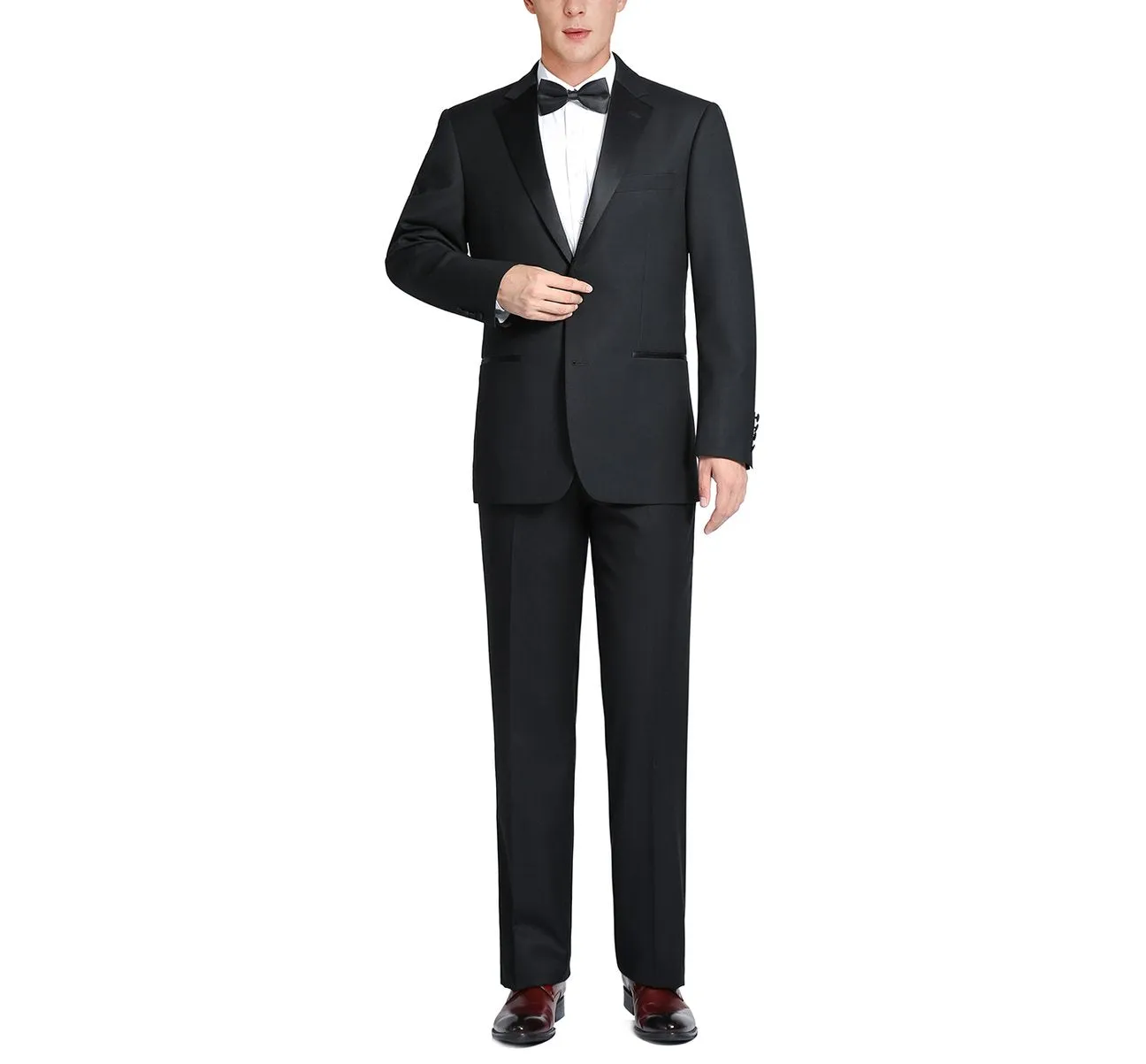 Alessandro Vitello by Renoir Satin Slim Fit Notched Lapel 2-Piece 100% Wool Tuxedo Suit RI508-1