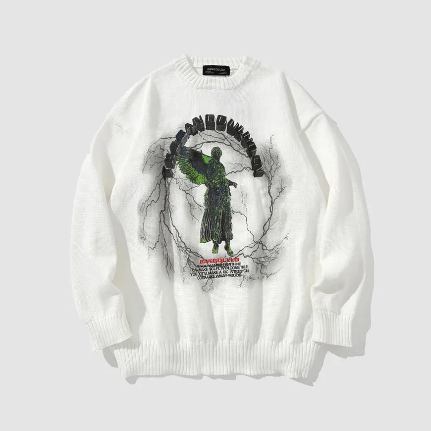 Angel Lightning Print Sweaters