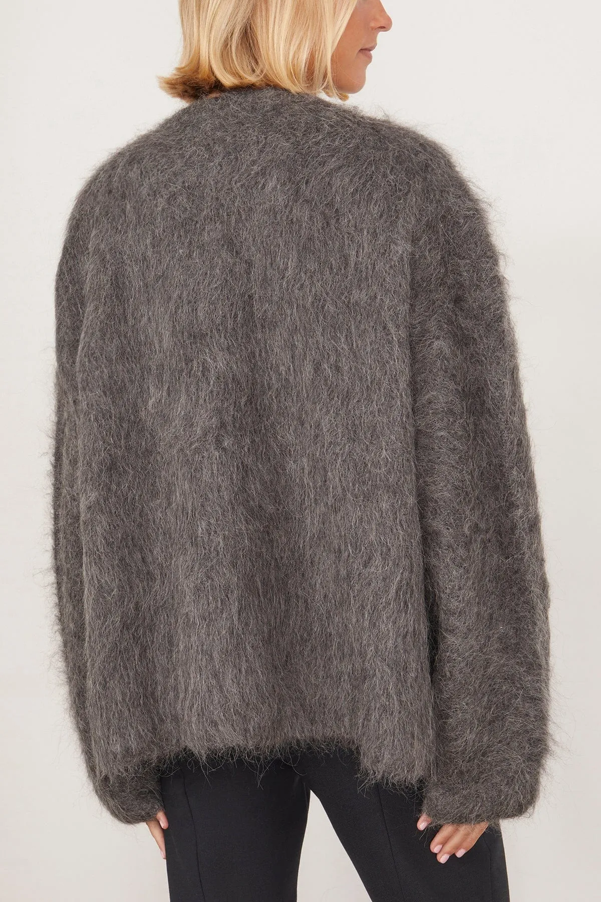 Boxy Alpaca Knit in Dark Grey Melange