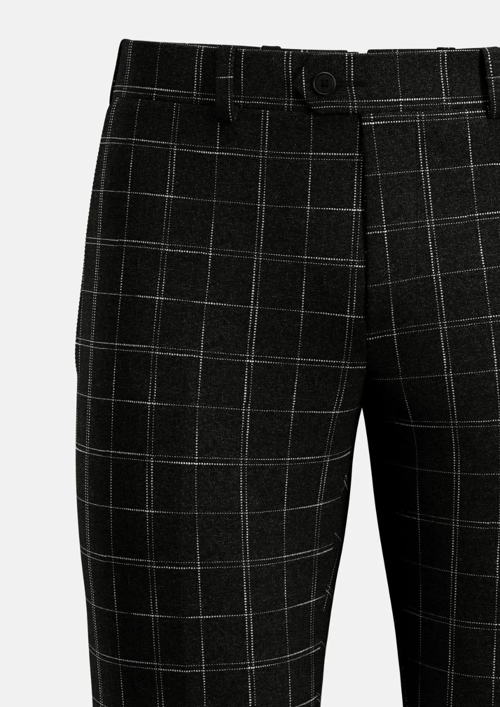 Charcoal Flannel Windowpane Pants