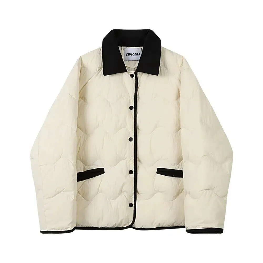 Contrast Collar Quilted Down Jacket