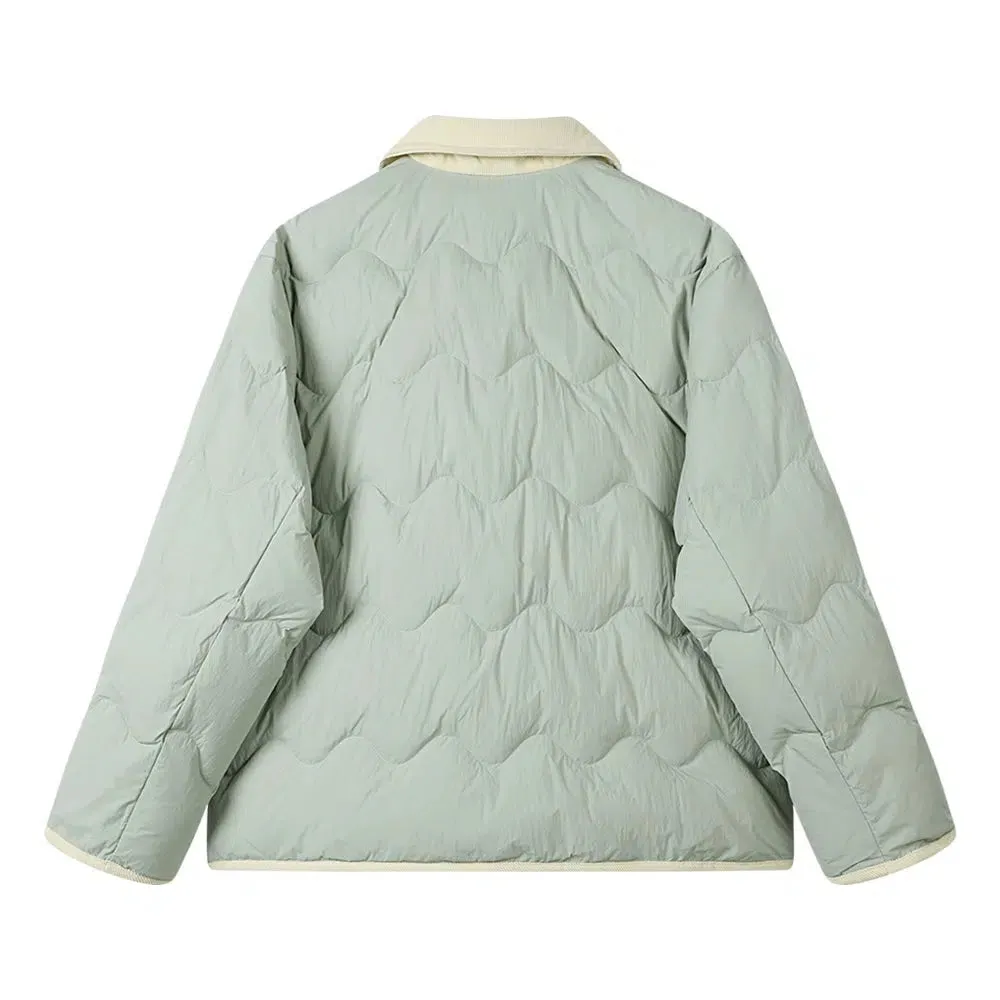 Contrast Collar Quilted Down Jacket