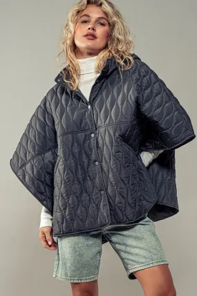 Contrast Quilted Shroud Cloak CHARCOAL