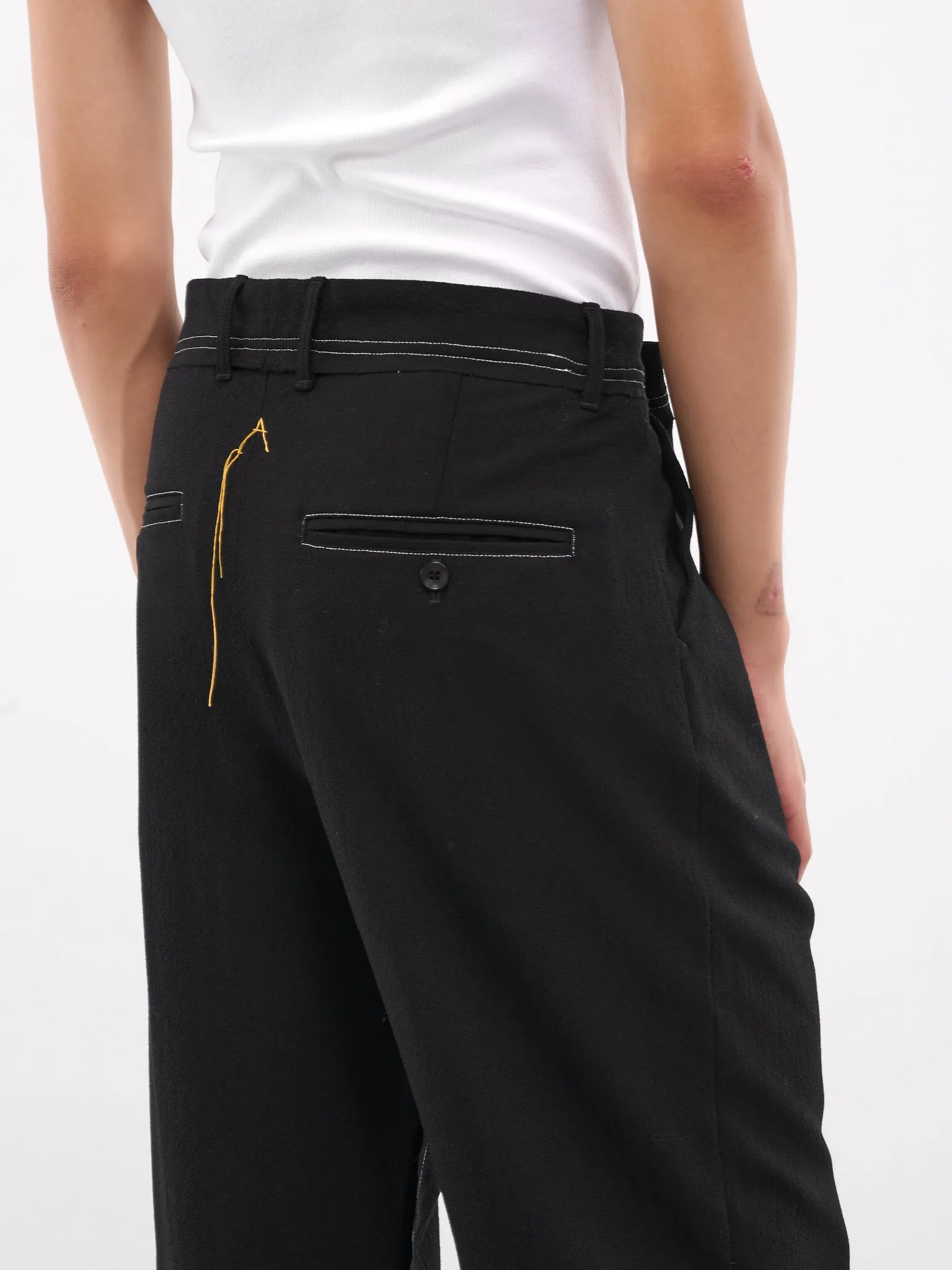 Contrast Stitch Wool Trousers (AIR04P101-BLACK)