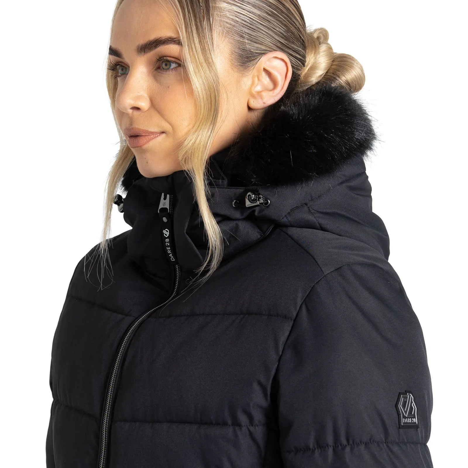 Dare 2 b Womens Glamourize IV Faux Fur Hooded Waterproof Ski Jacket - Black