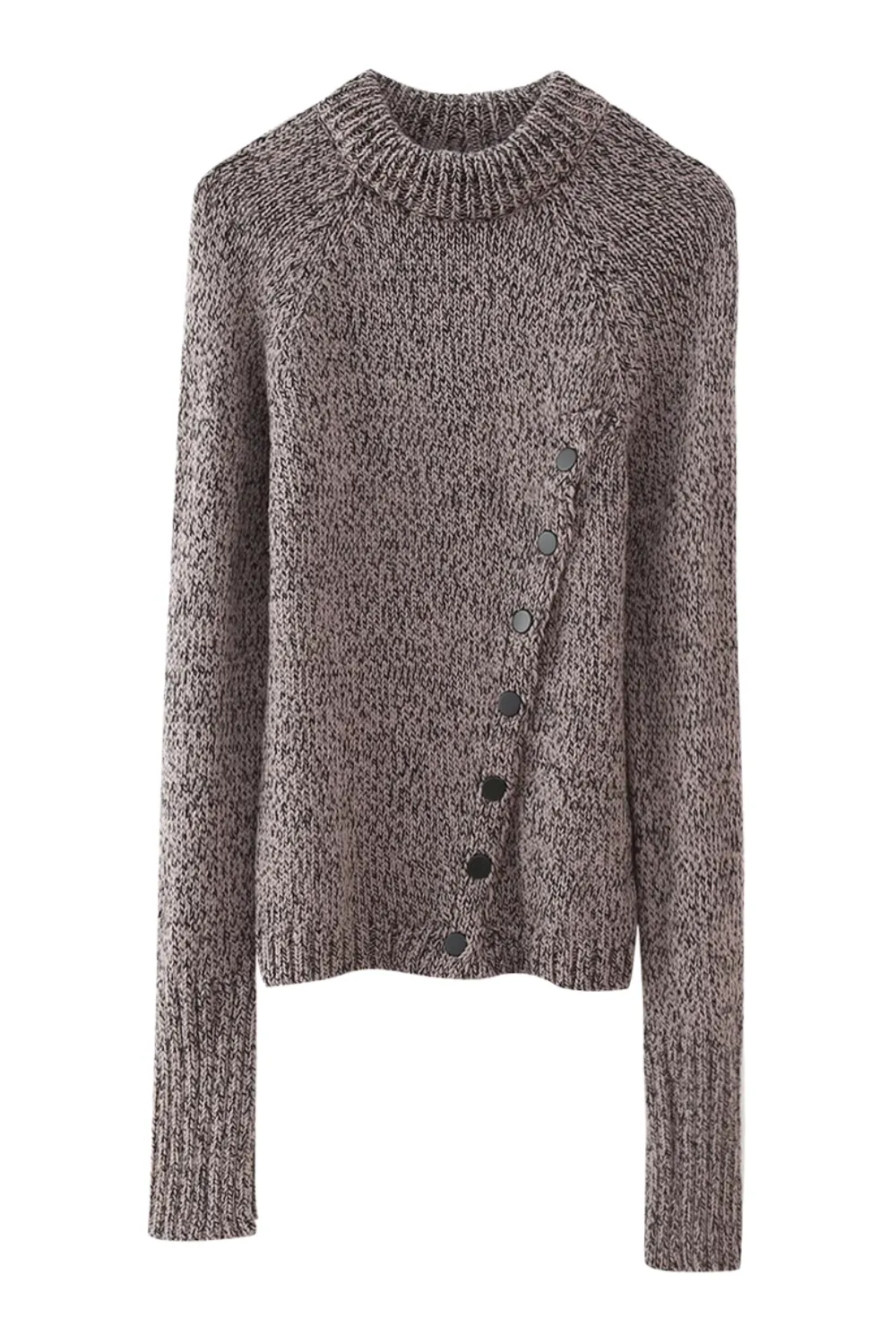 'Dawn' Asymmetrical Button Knitted Sweater