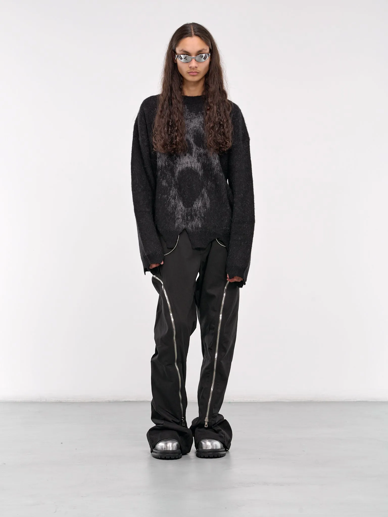 Destroyed Skull Mohair Knit (245256-BLACK)