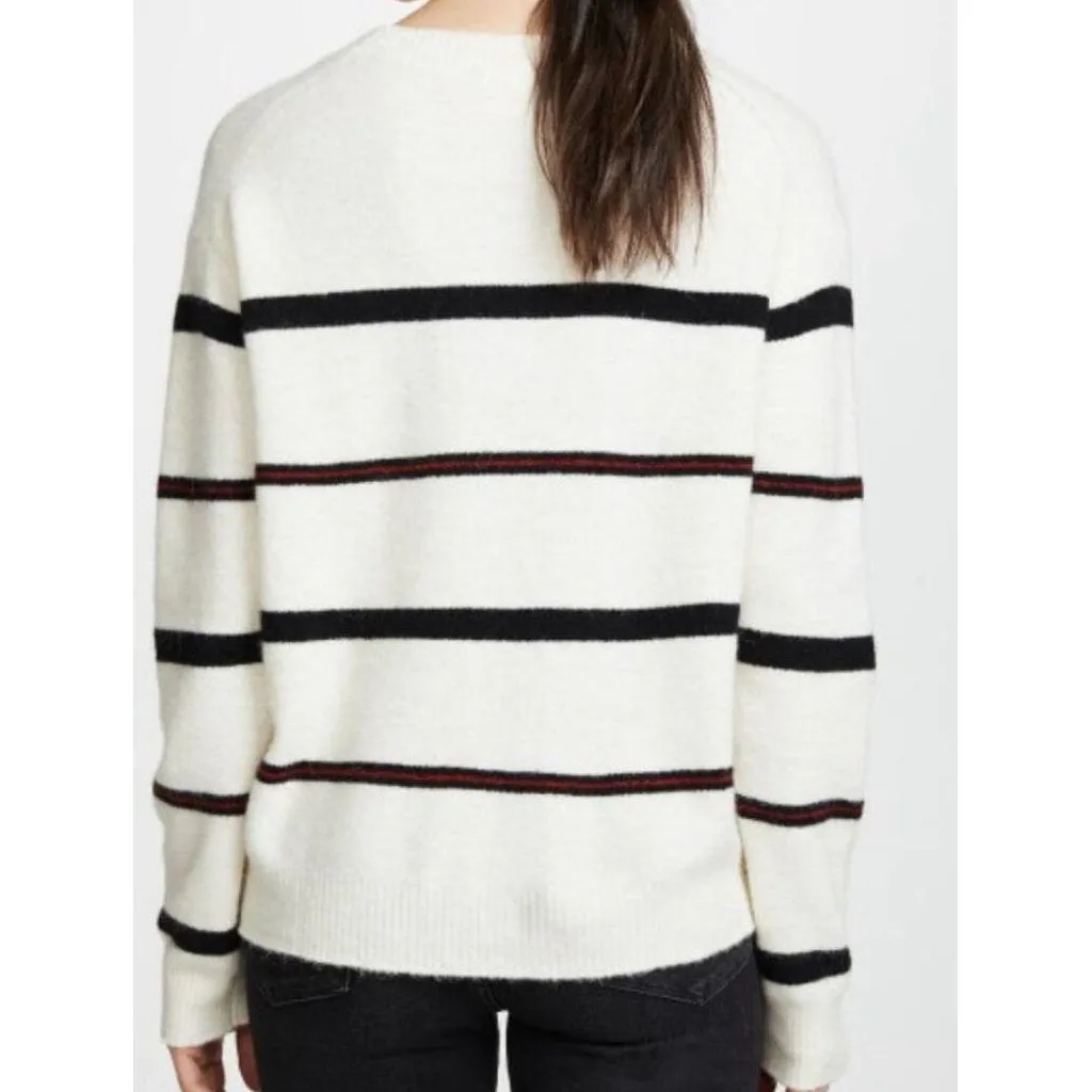 Frame Slouchy Wool Crewneck Striped Sweater - Size XS