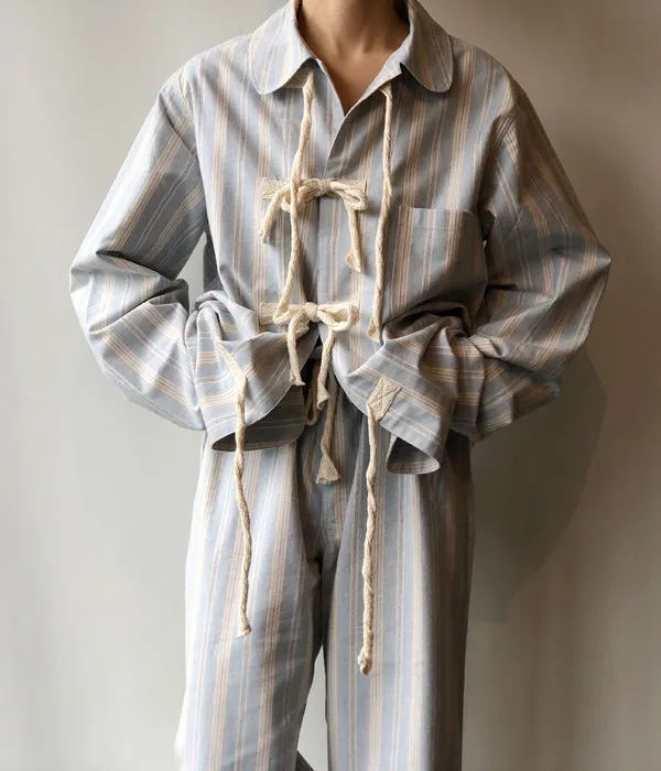 FUMIKA_UCHIDA/Striped Flannel/PAJAMA TOP(SKYBLUE)