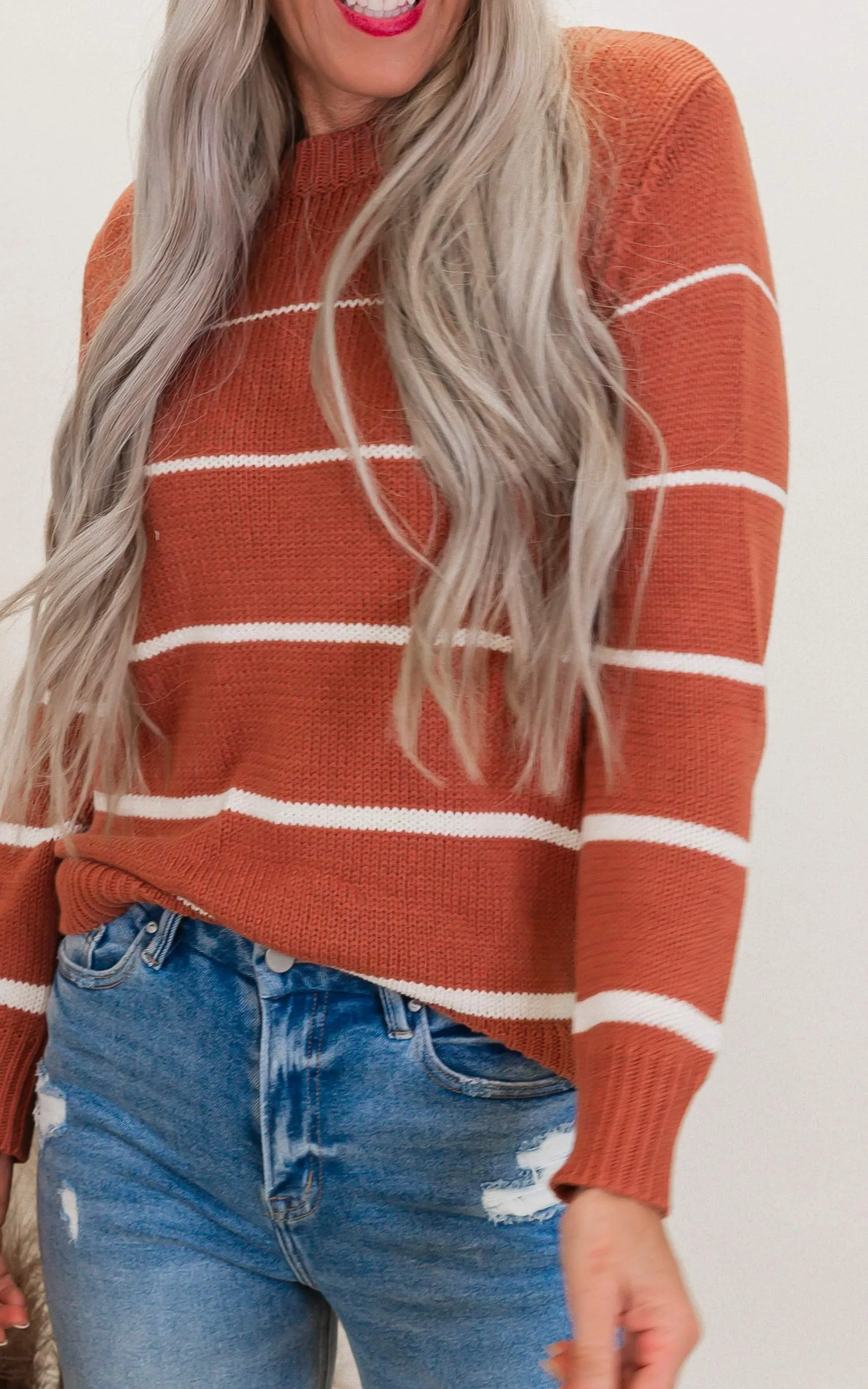 Gradient Striped Crewneck Sweater