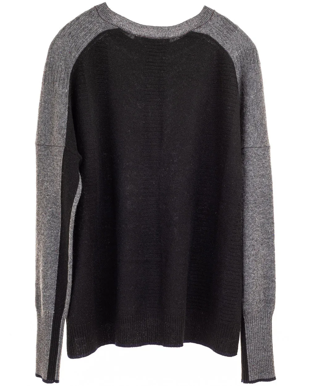 Grey Black Contrast Crewneck Sweater