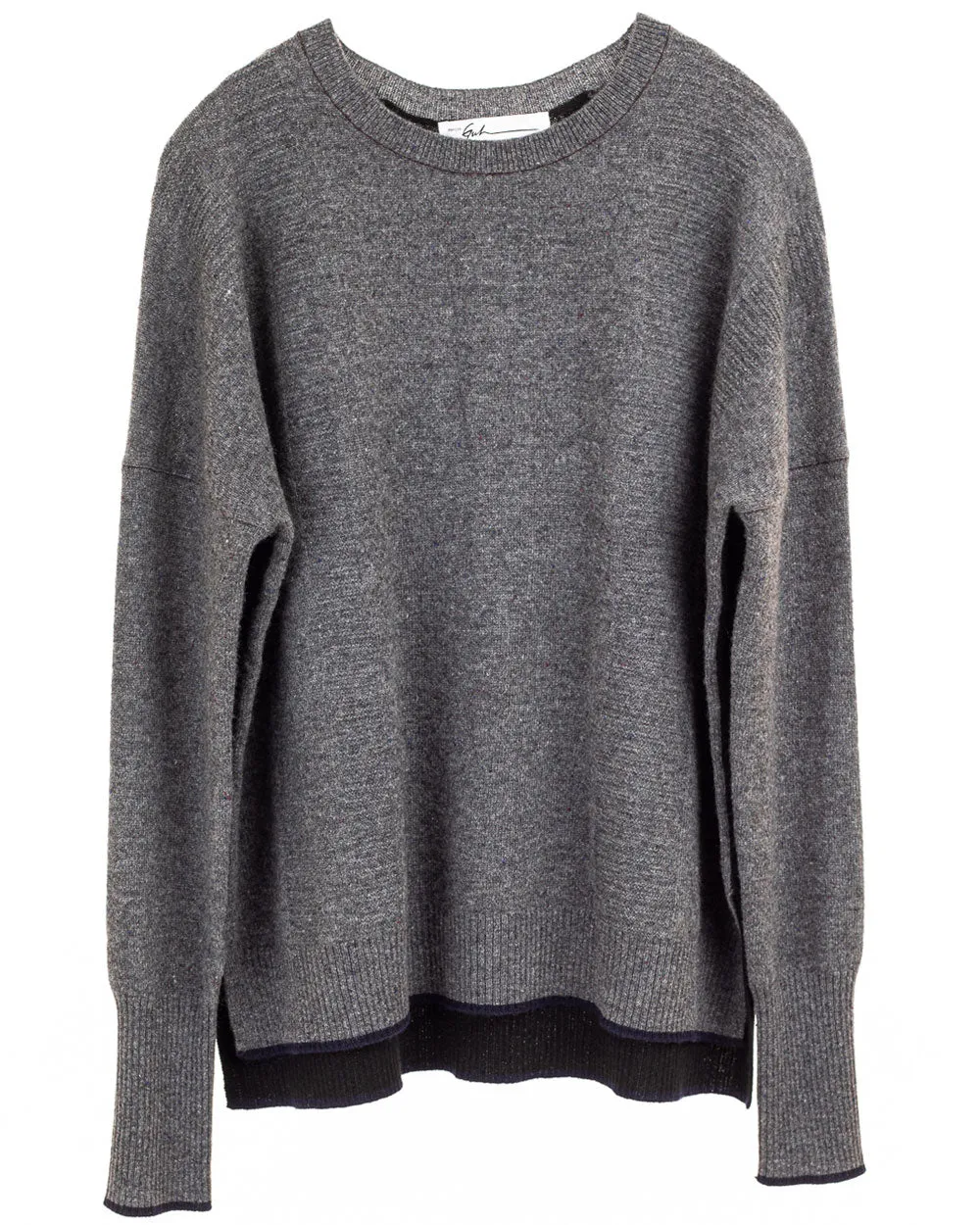 Grey Black Contrast Crewneck Sweater