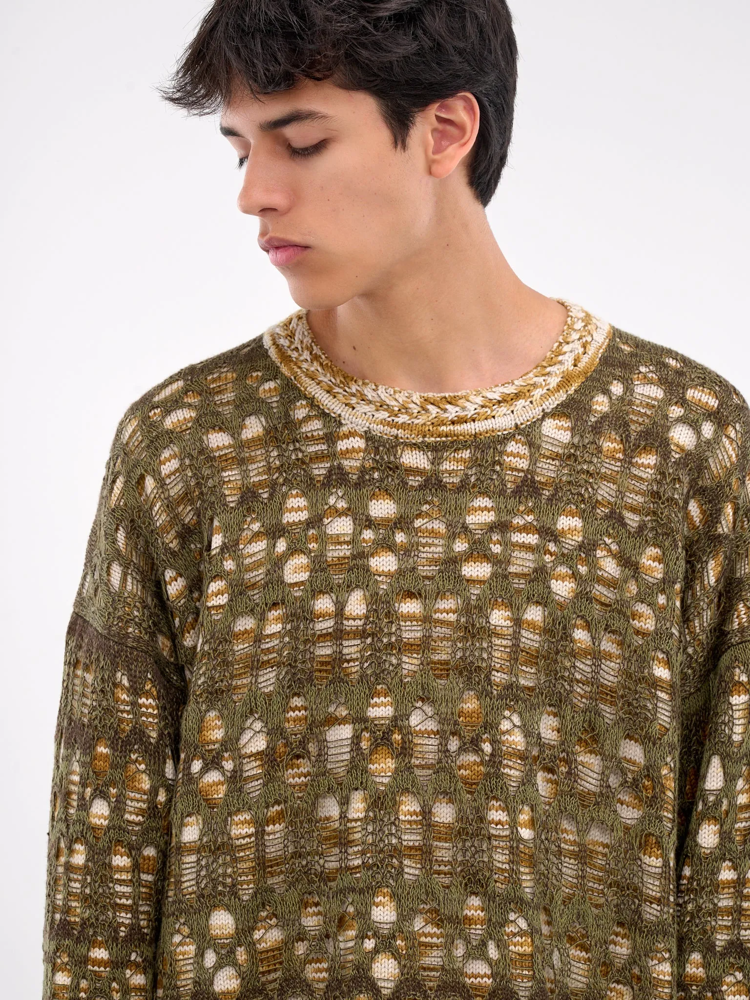 Hammons Perforated Crewneck (N3-KN-01-OG-OLIVE-GREEN)