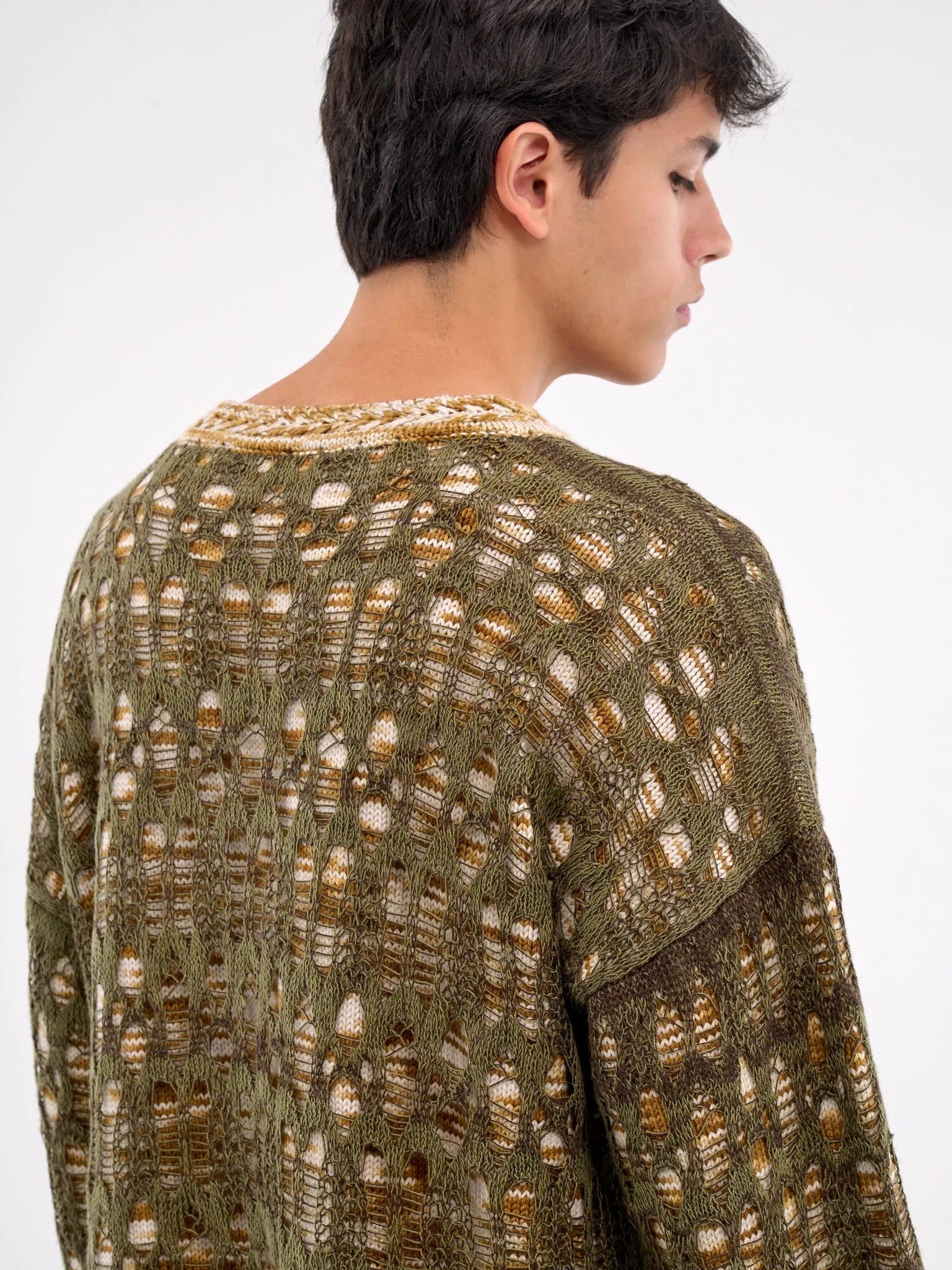 Hammons Perforated Crewneck (N3-KN-01-OG-OLIVE-GREEN)