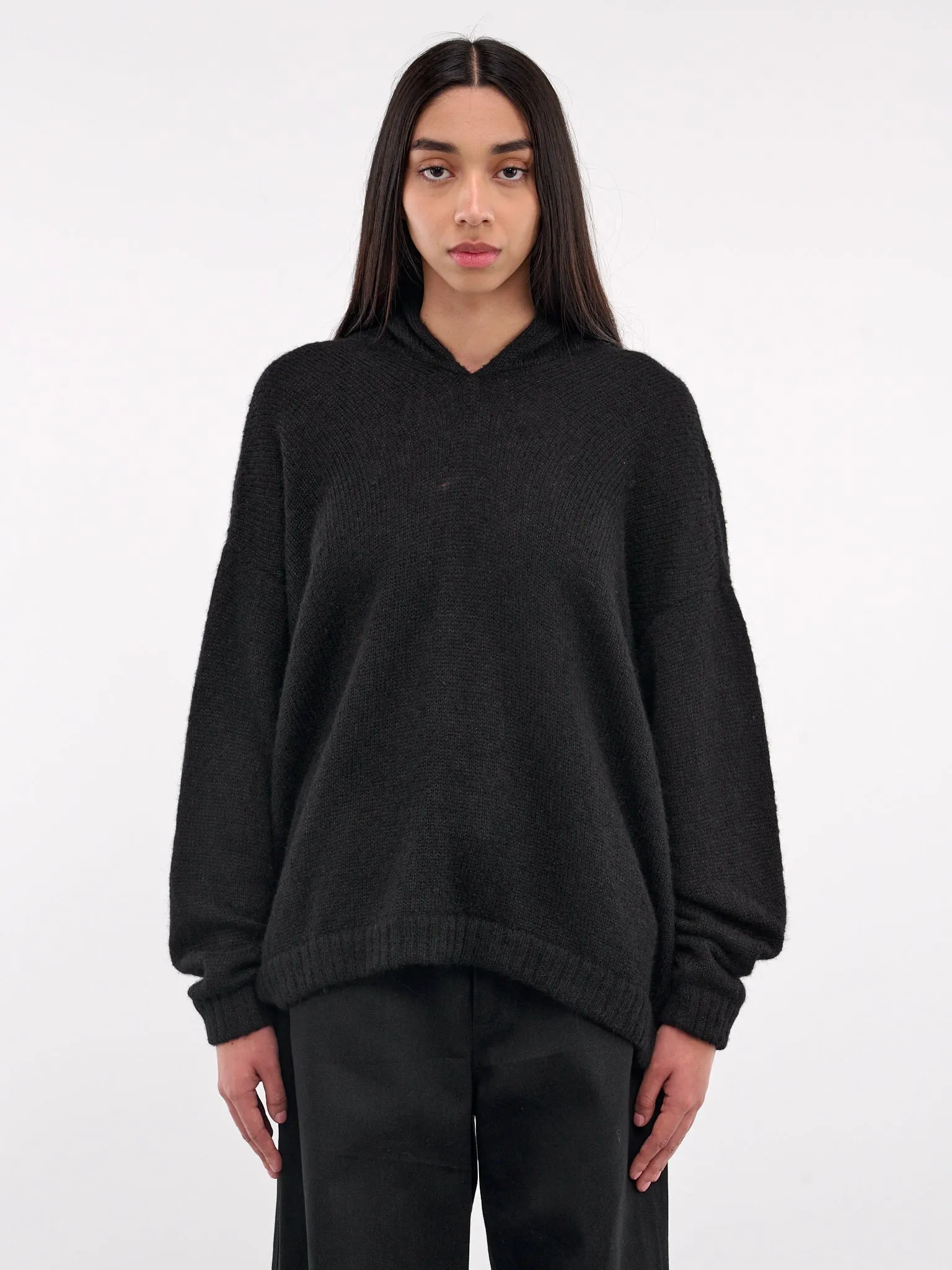 Hand-Knit Oversized Hoodie (09T10BK-BLACK)