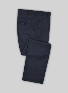 Italian Balca Blue Windowpane Flannel Pants