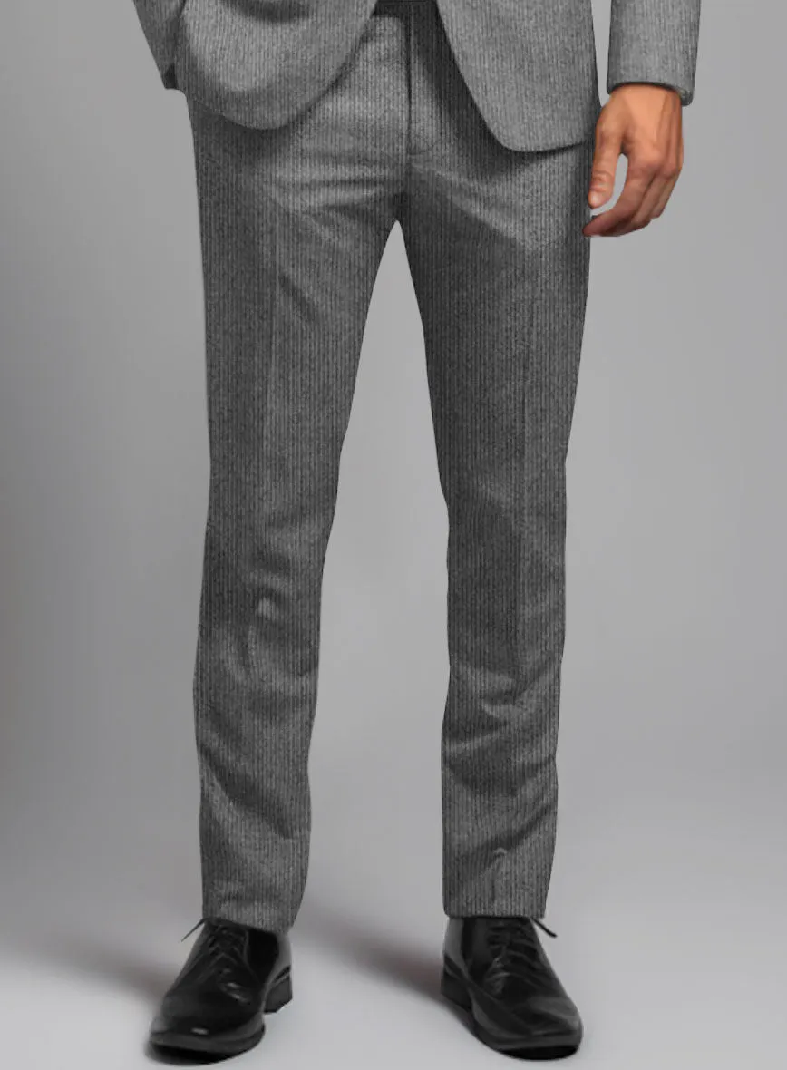 Italian Tiga Gray Mini Pinstripe Flannel Pants