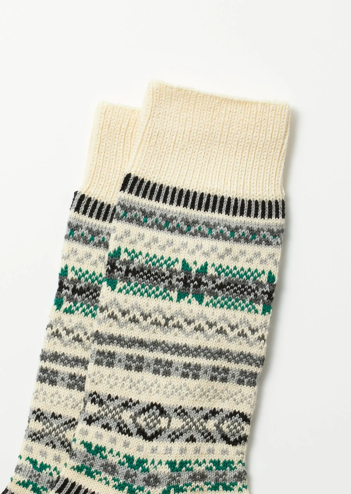 Jacquard Crew Socks Fairisle / Ivory