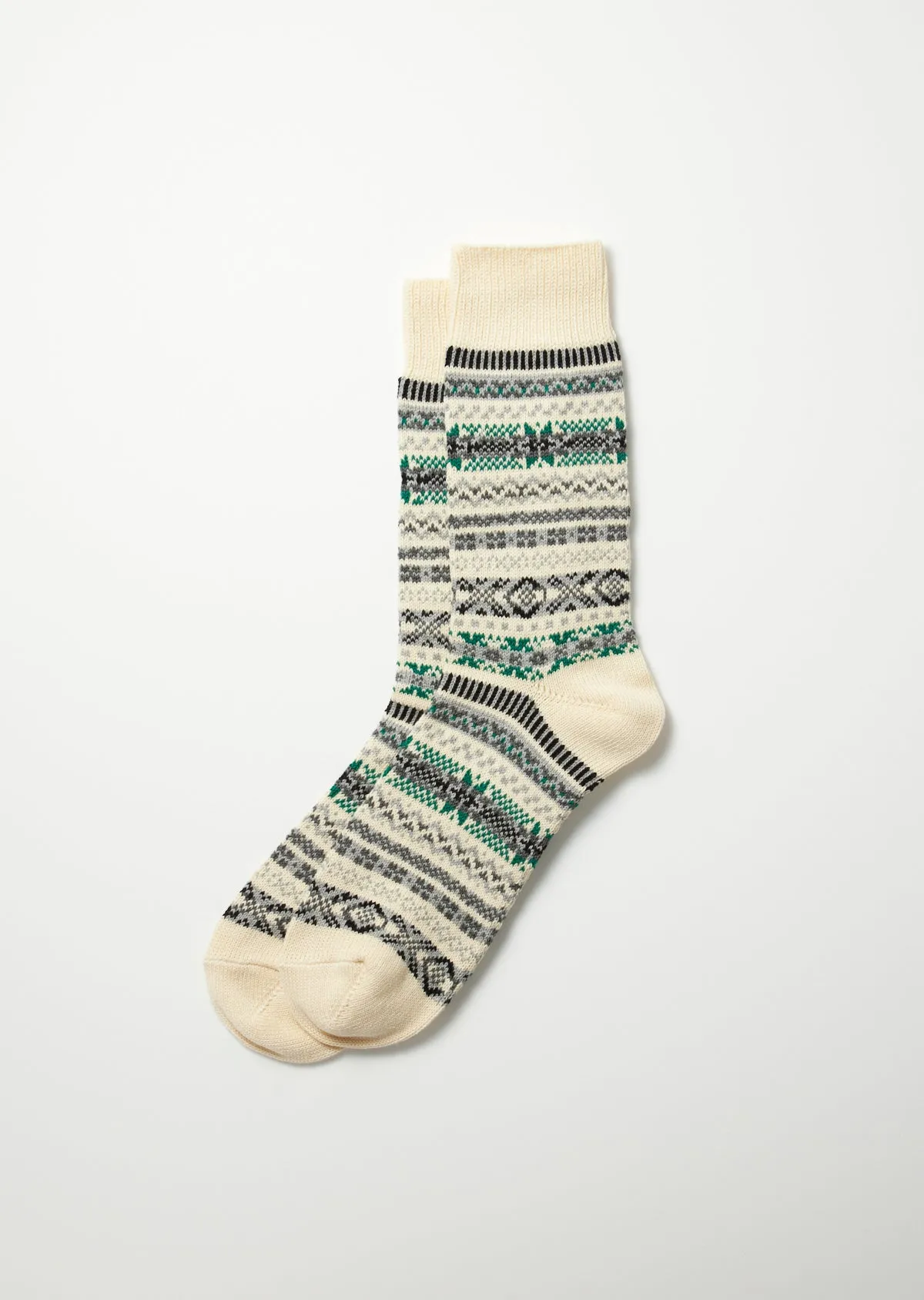 Jacquard Crew Socks Fairisle / Ivory