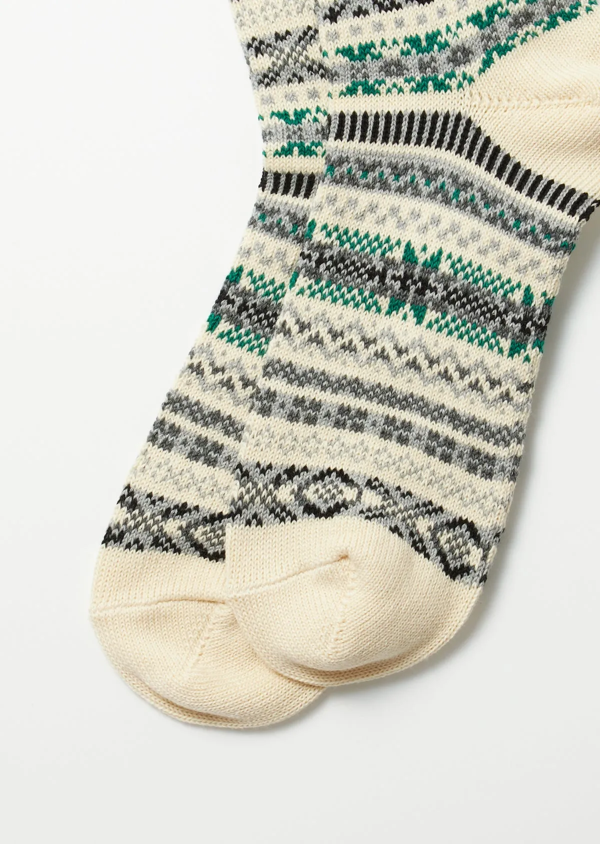 Jacquard Crew Socks Fairisle / Ivory