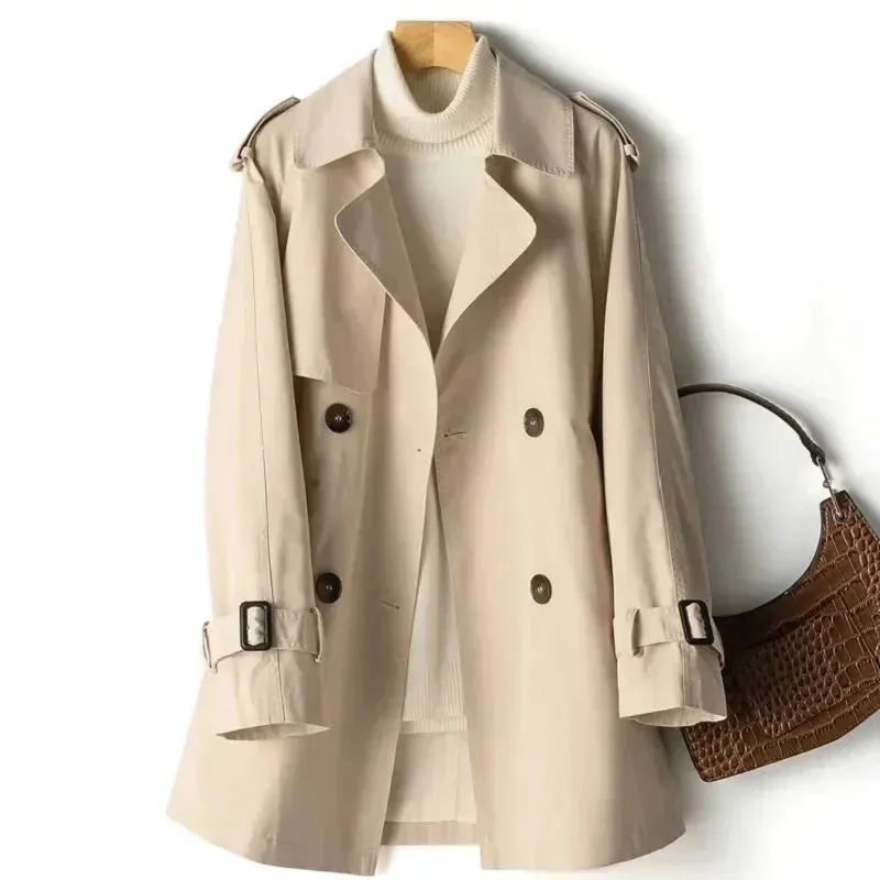 Khaki Double Button Loose Trench Coats