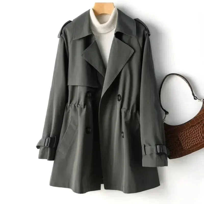 Khaki Double Button Loose Trench Coats