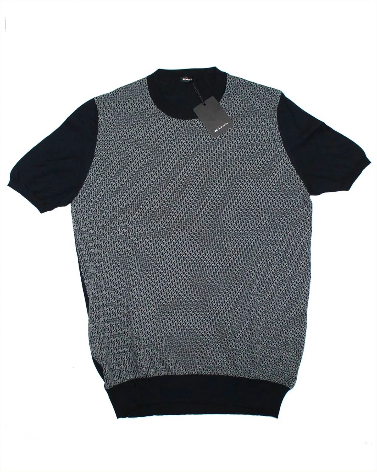 Kiton Sweater Black Gray - Short Sleeve Crewneck M SALE