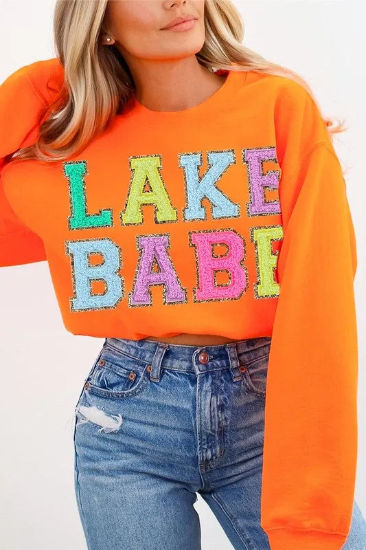 Lake Babe Oversized Graphic Fleece Sweatshirts