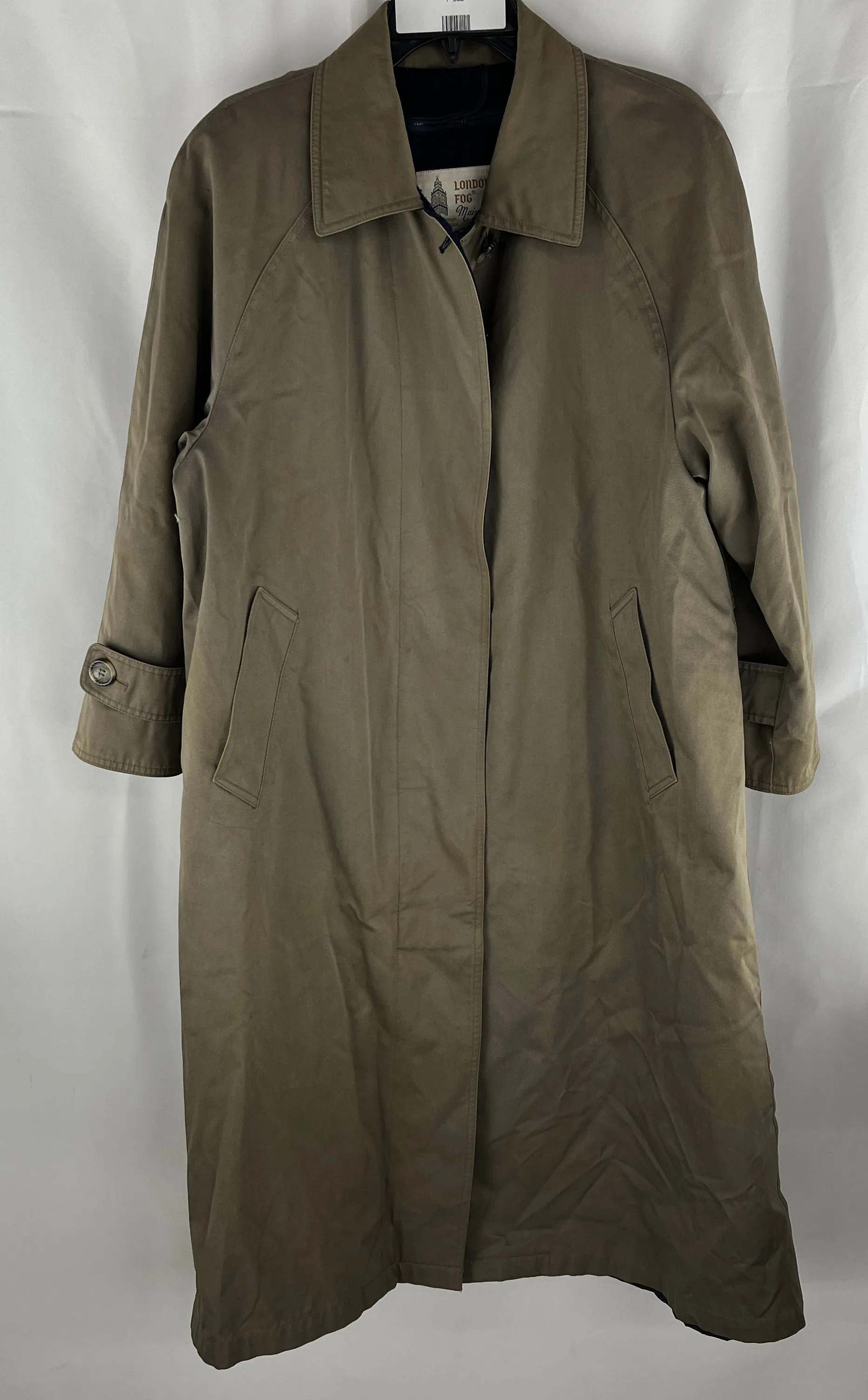 London Fog Women's Tan Trench Rain Coat Collared Buttons Zip Out Liner Size 12P