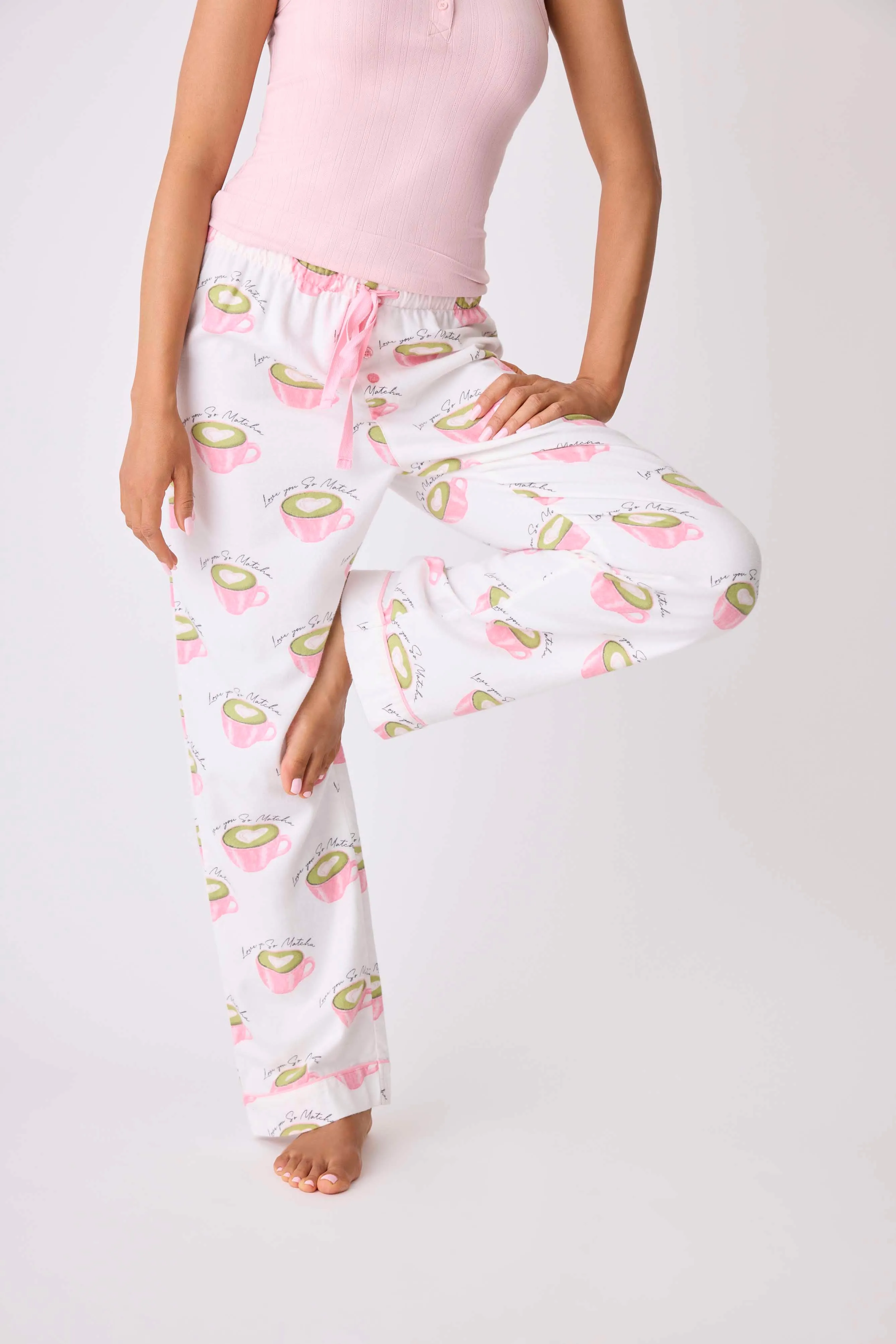 Love 'U' So Matcha Cozy Flannel Pant