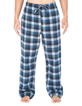 Mens Gingham 100% Cotton Flannel Lounge Pants - Denim Tone