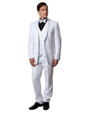 Mens Vested Slim Fit Notch Tuxedo White