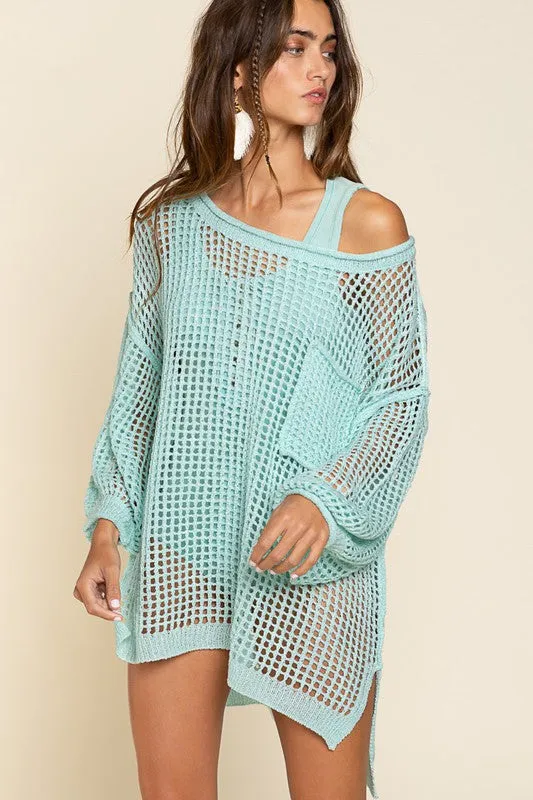 Oversized Fit See through Pullover Sweater