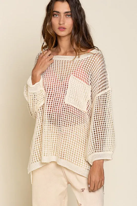 Oversized Fit See through Pullover Sweater