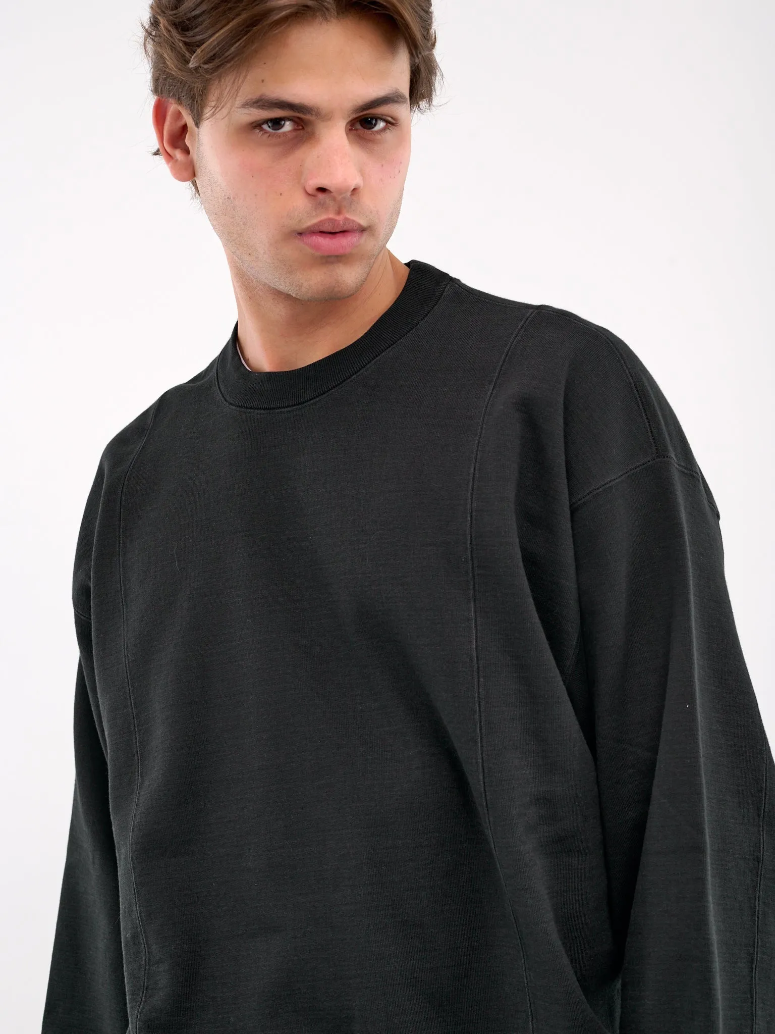 Paneled Crewneck Sweatshirt (ST-1122-BLACK)