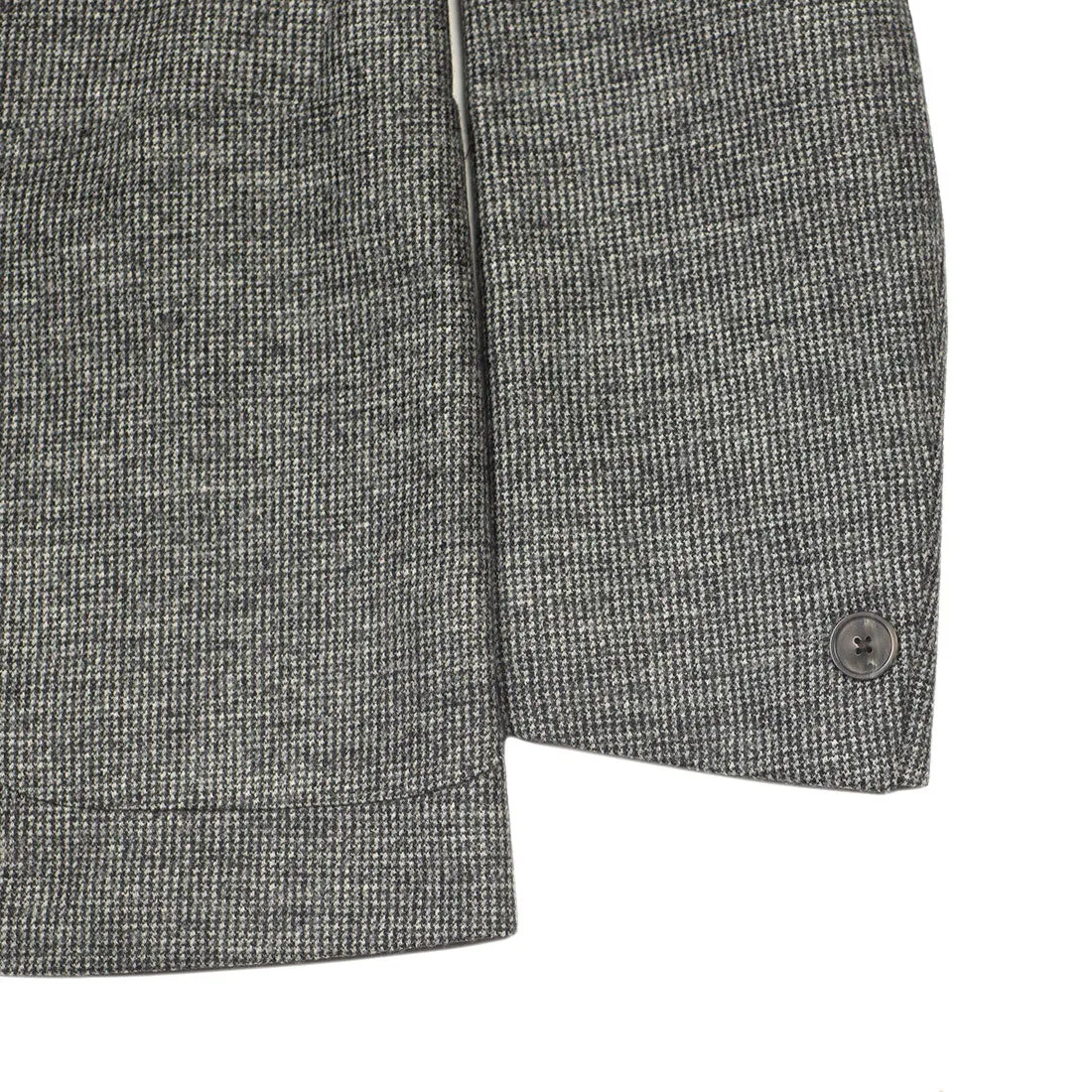 Patch pocket jacket in grey puppytooth wool flannel (separates)