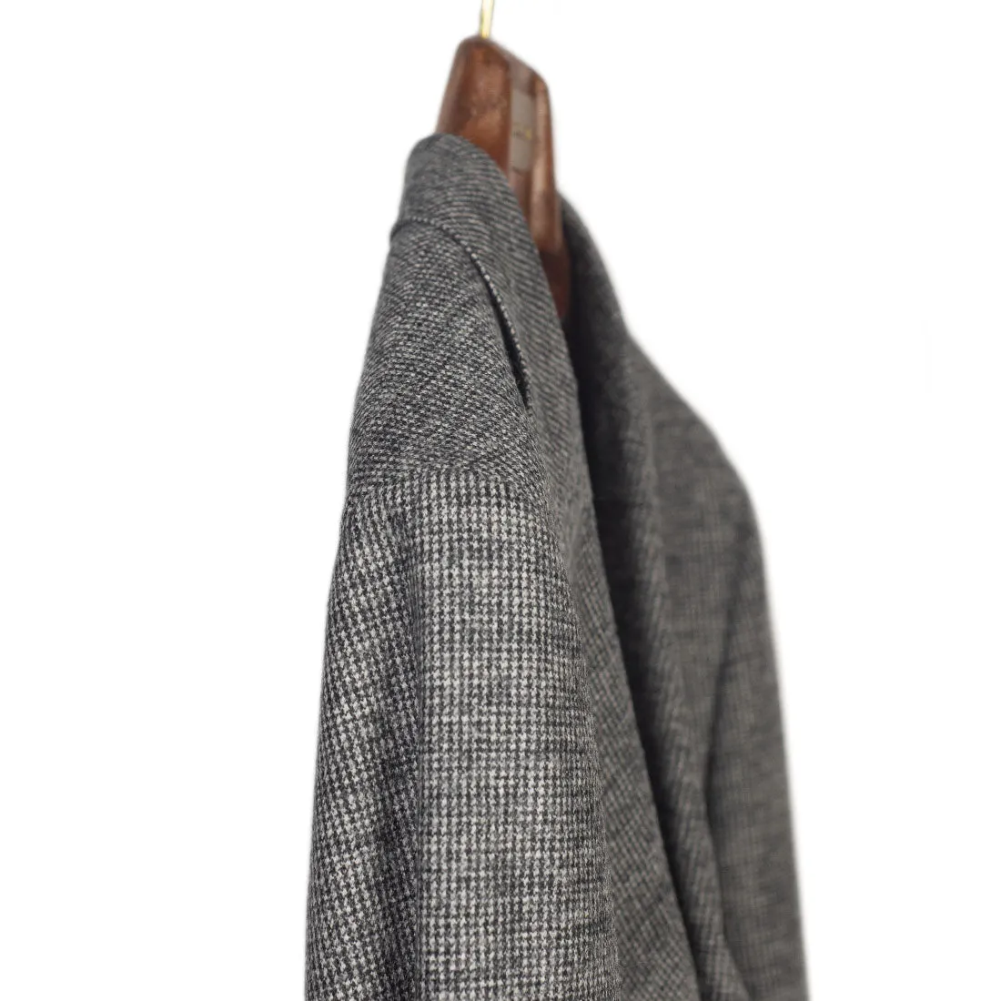 Patch pocket jacket in grey puppytooth wool flannel (separates)