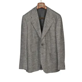 Patch pocket jacket in grey puppytooth wool flannel (separates)