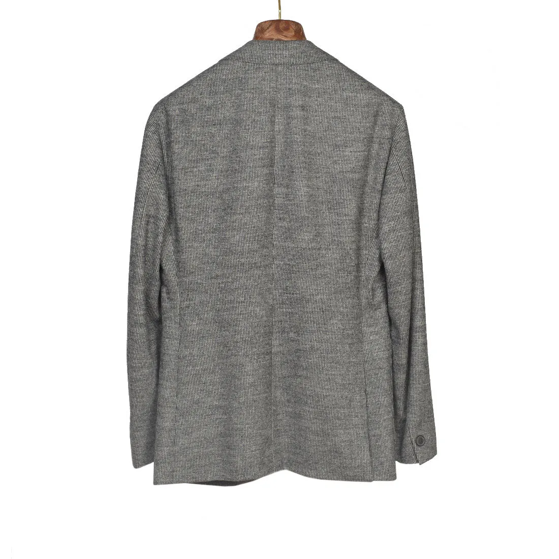 Patch pocket jacket in grey puppytooth wool flannel (separates)