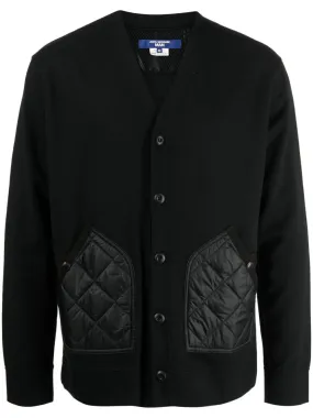 Quilted-Panel V-Neck Jacket