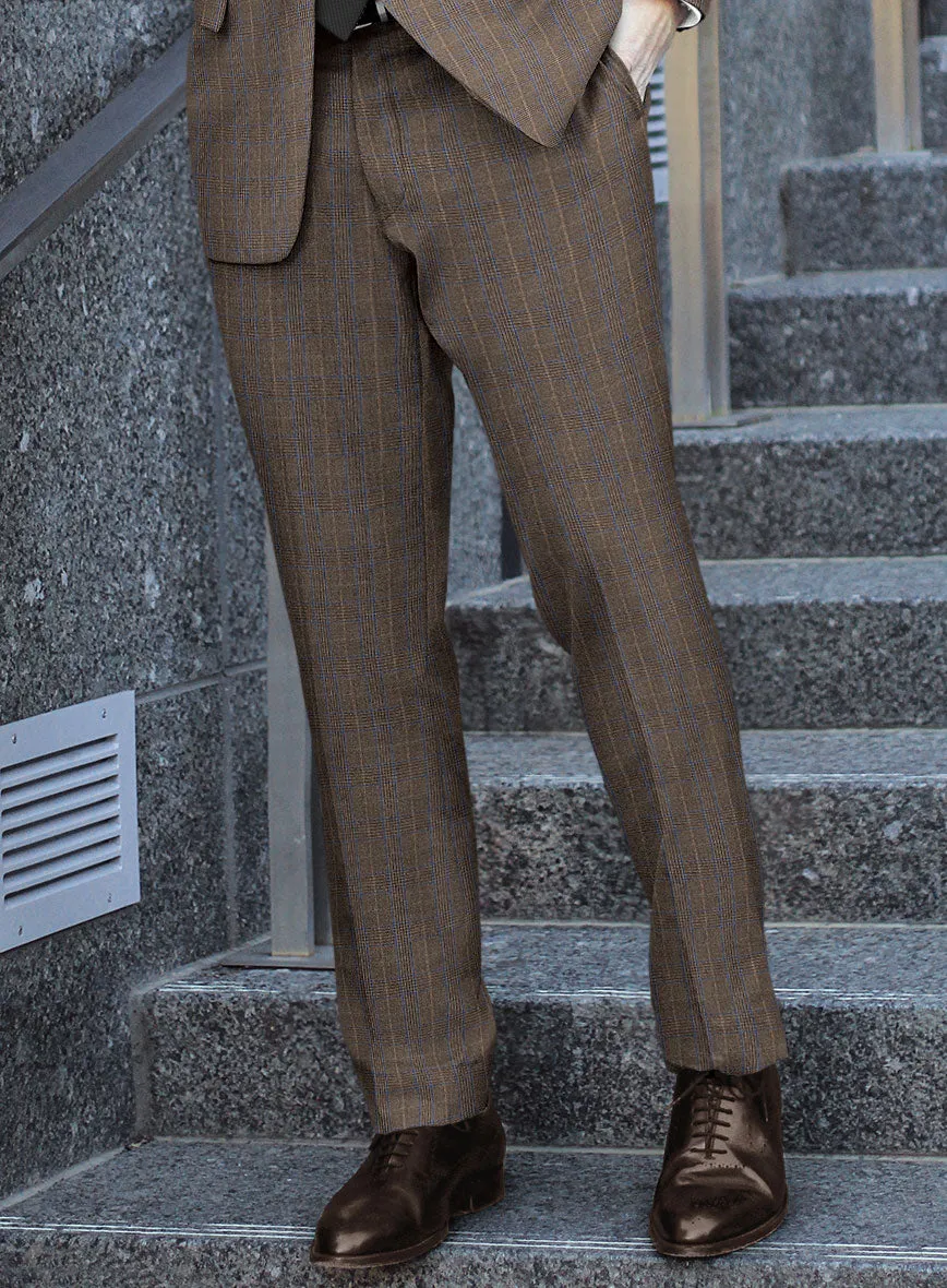 Reda Homio Brown Checks Wool Pants