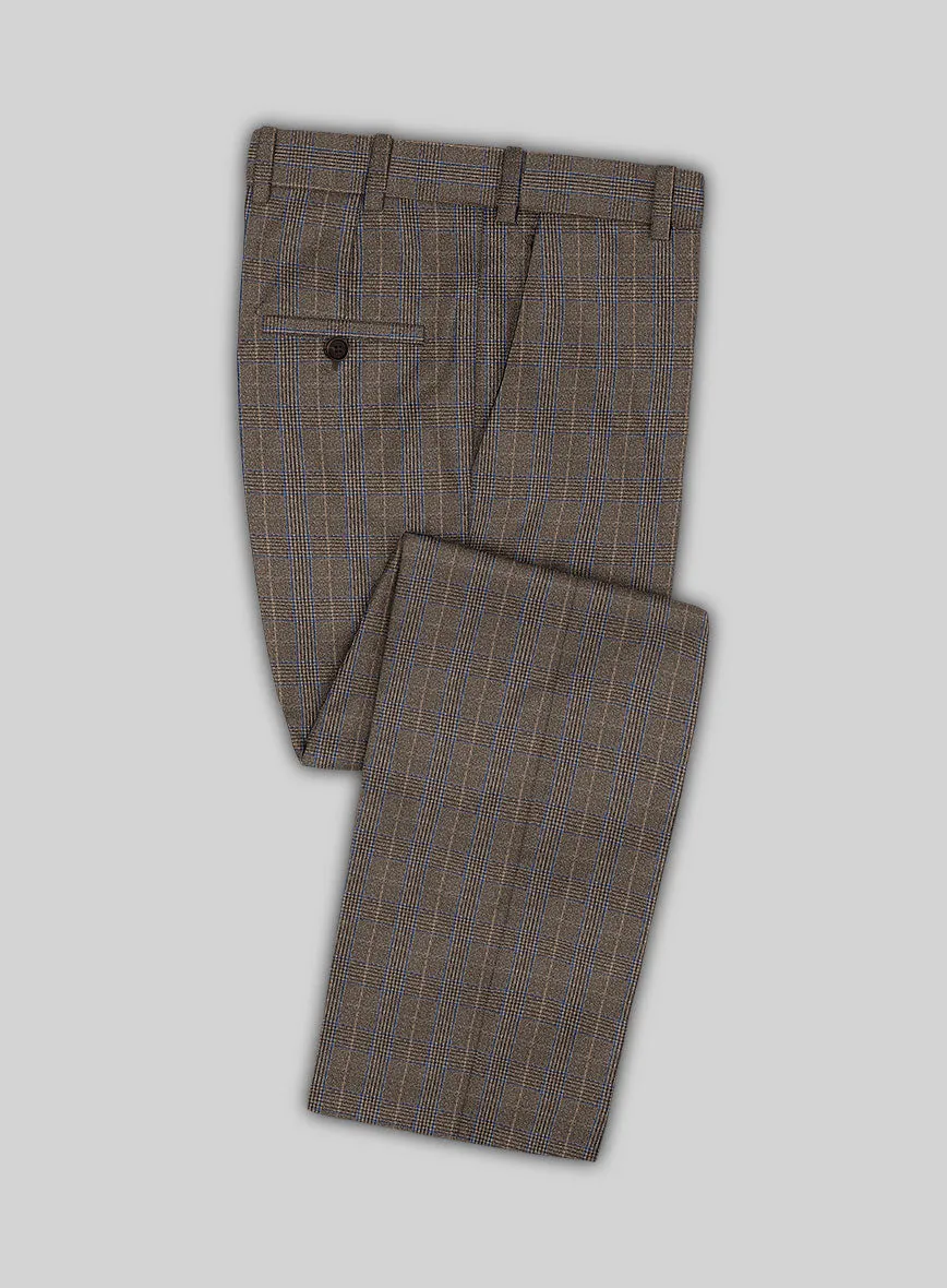 Reda Homio Brown Checks Wool Pants