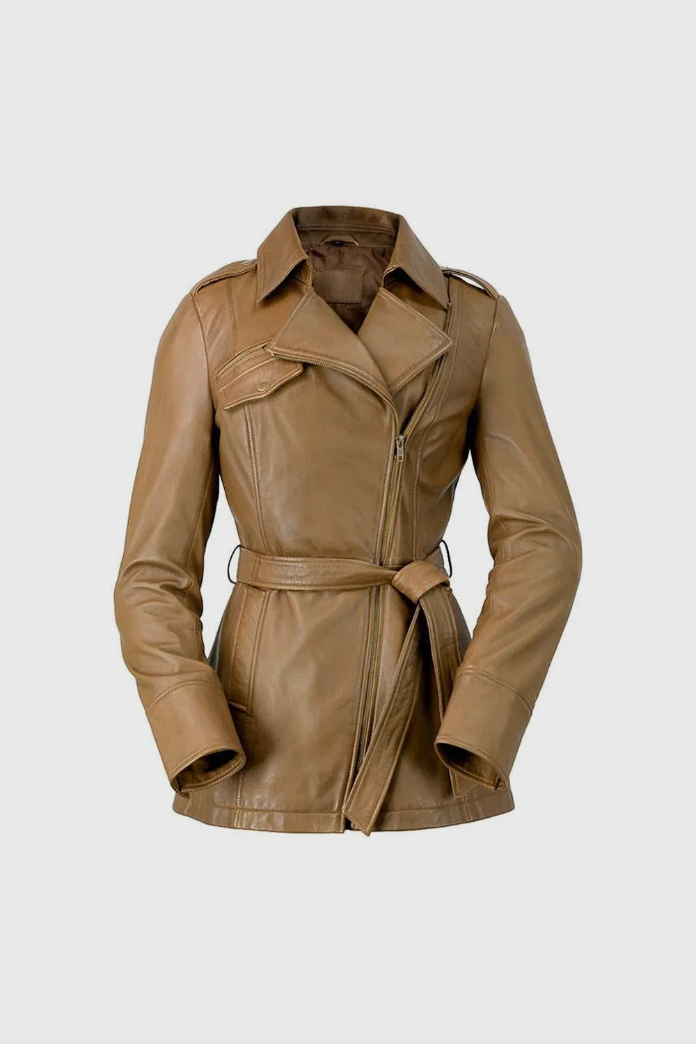 Traci Womens Leather Jacket Camel