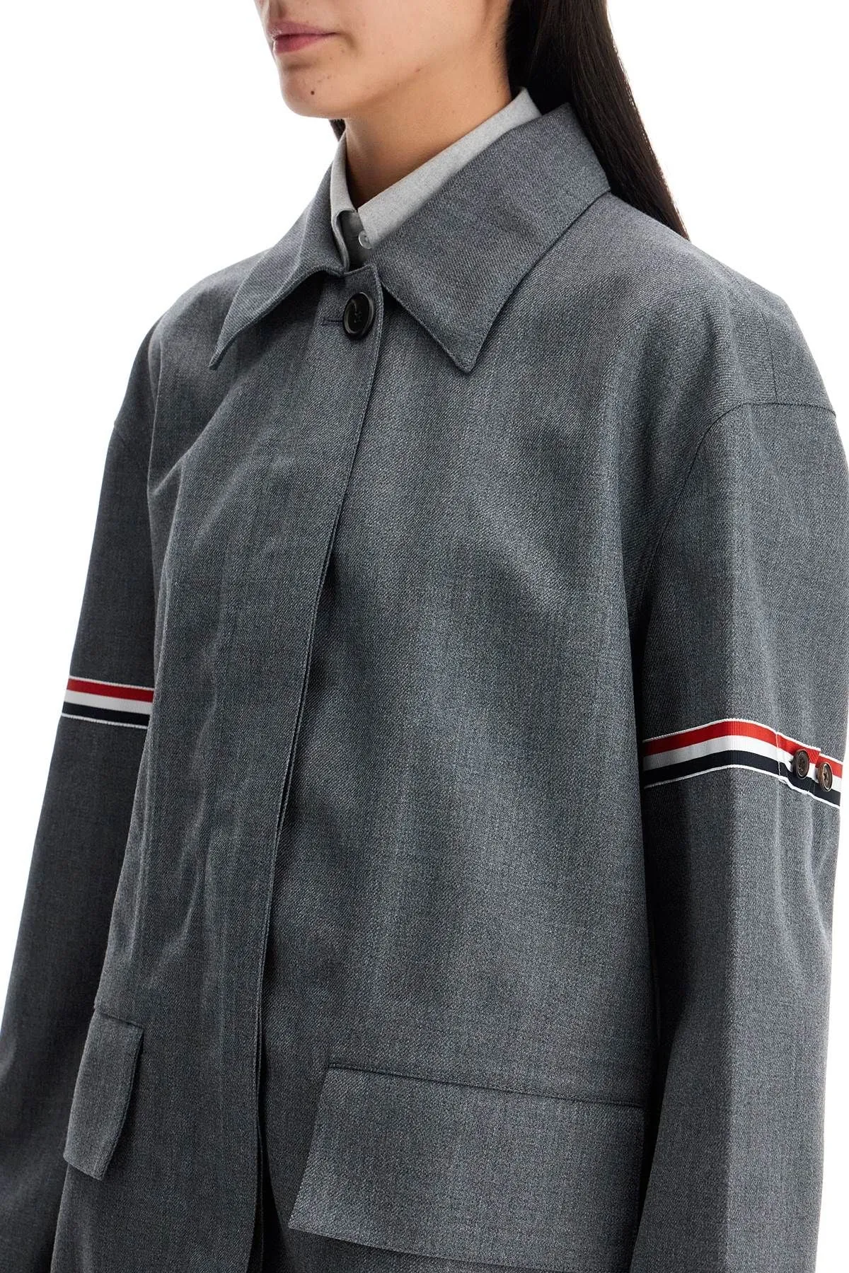 WATERPROOF TECHNICAL WOOL COAT WITH RWB STRIPES