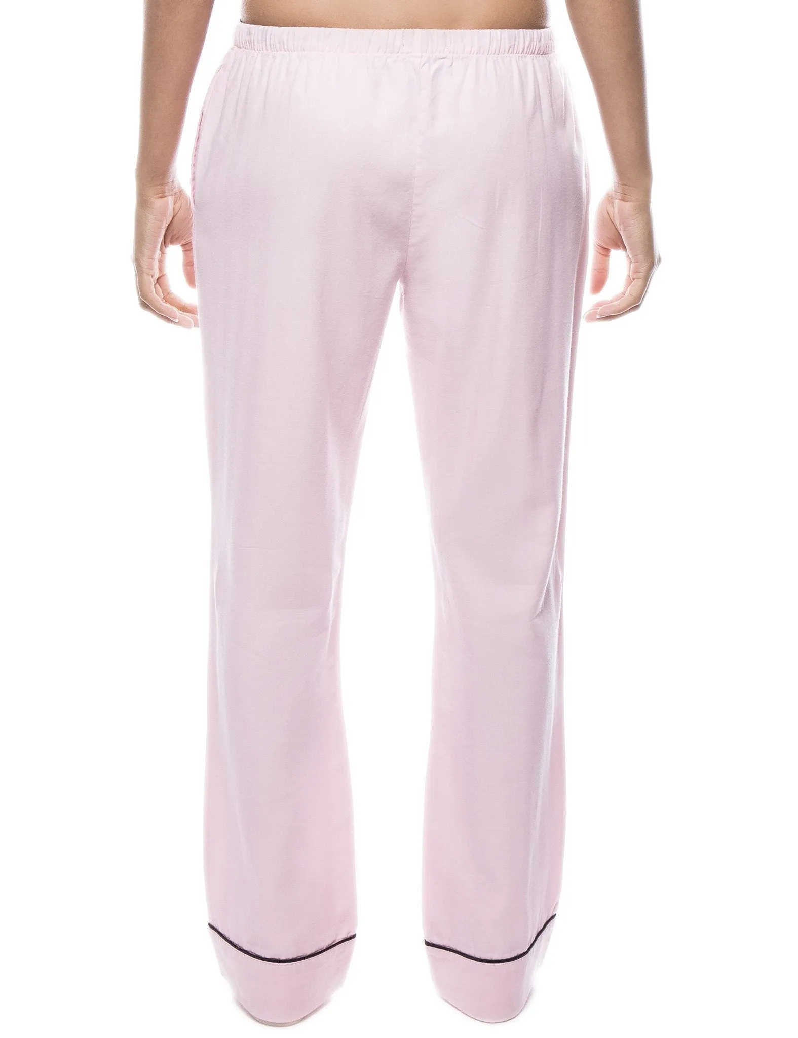 Womens 100% Cotton Flannel Lounge Pants - Herringbone Pink