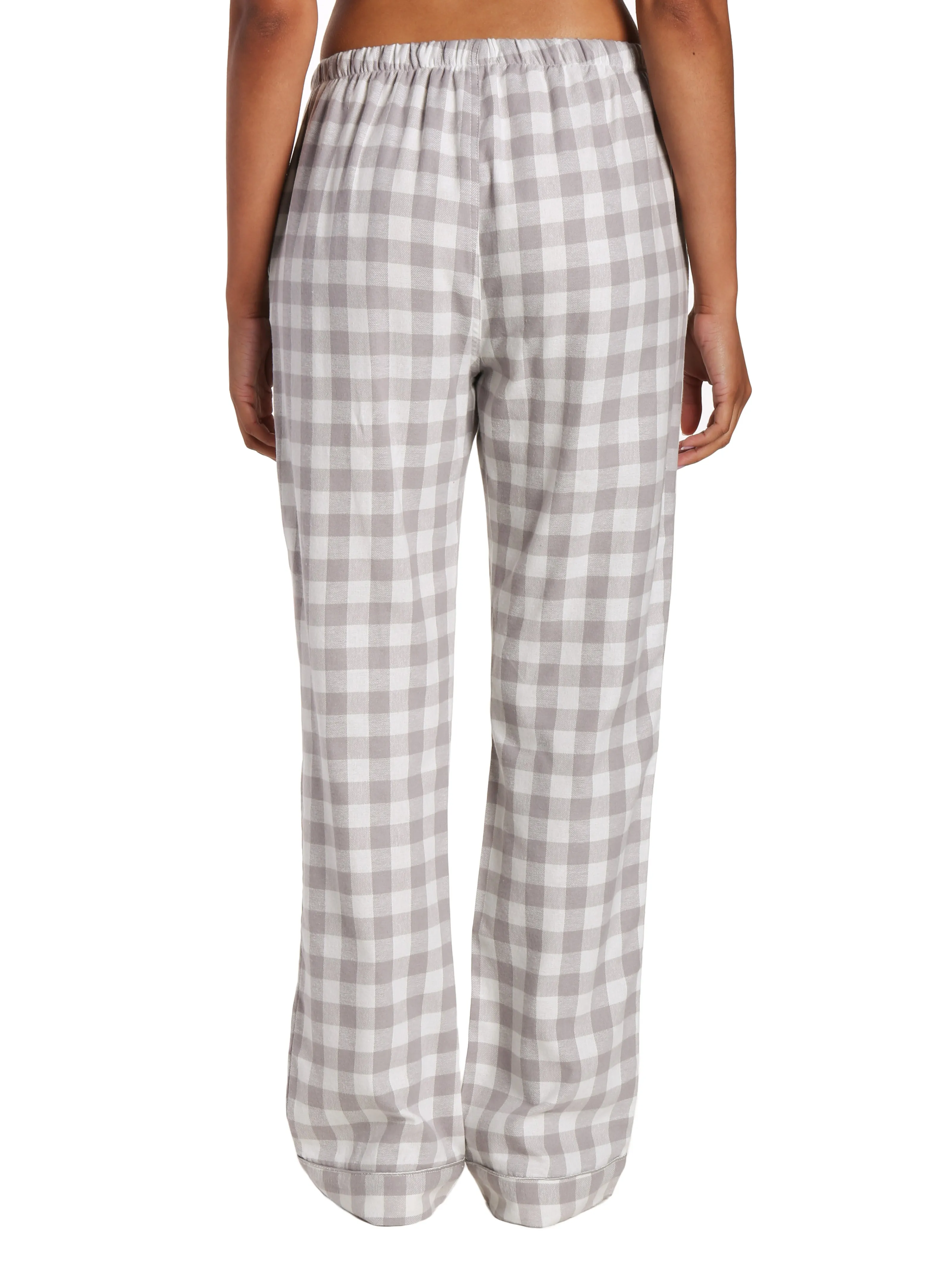 Womens 100% Cotton Lightweight Flannel Lounge Pants - Gingham Gray