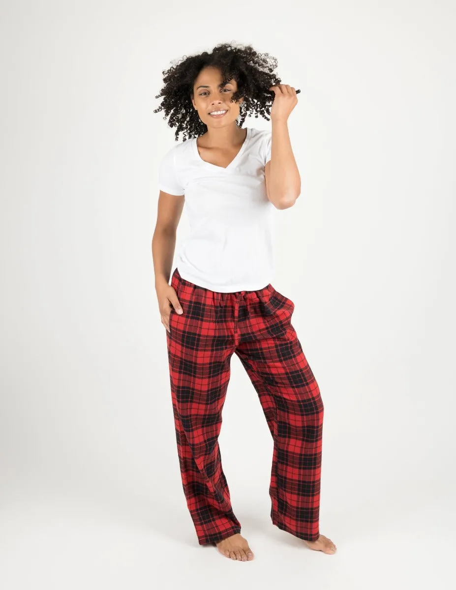 Women's Red & Black Plaid Flannel Pants