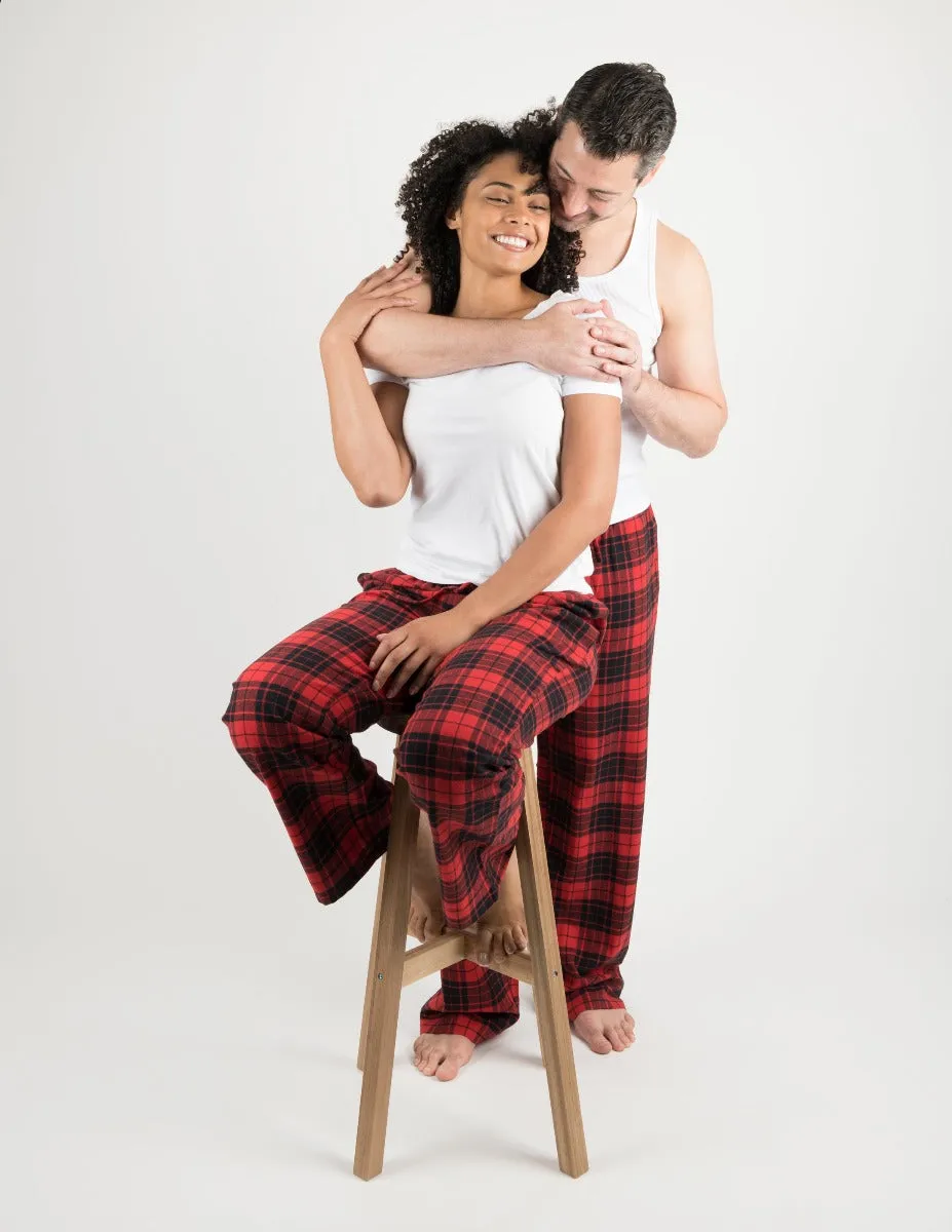 Women's Red & Black Plaid Flannel Pants