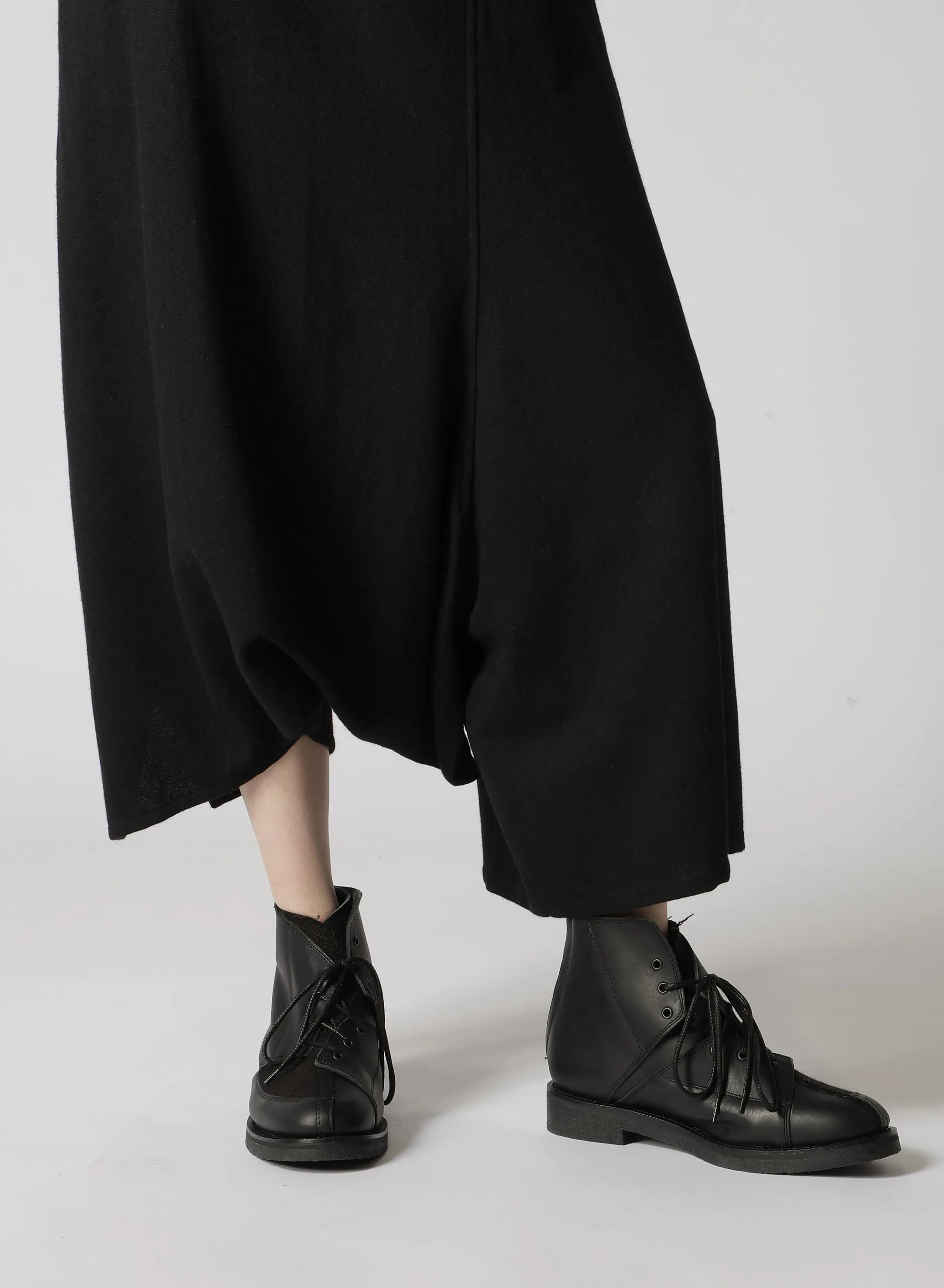 WOOL FLANNEL STRING WAIST ASSYMETRIC PANTS