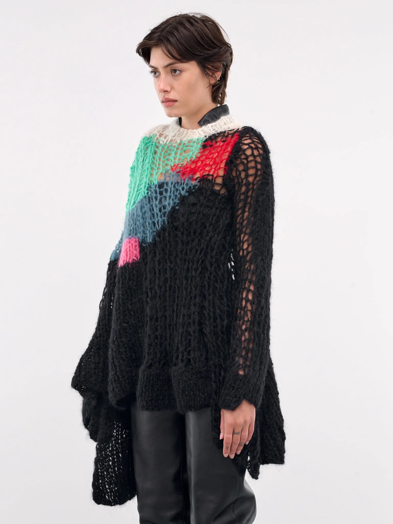 Wool Mohair Knit Pullover (24-07566-019-BLACK-MULTI)